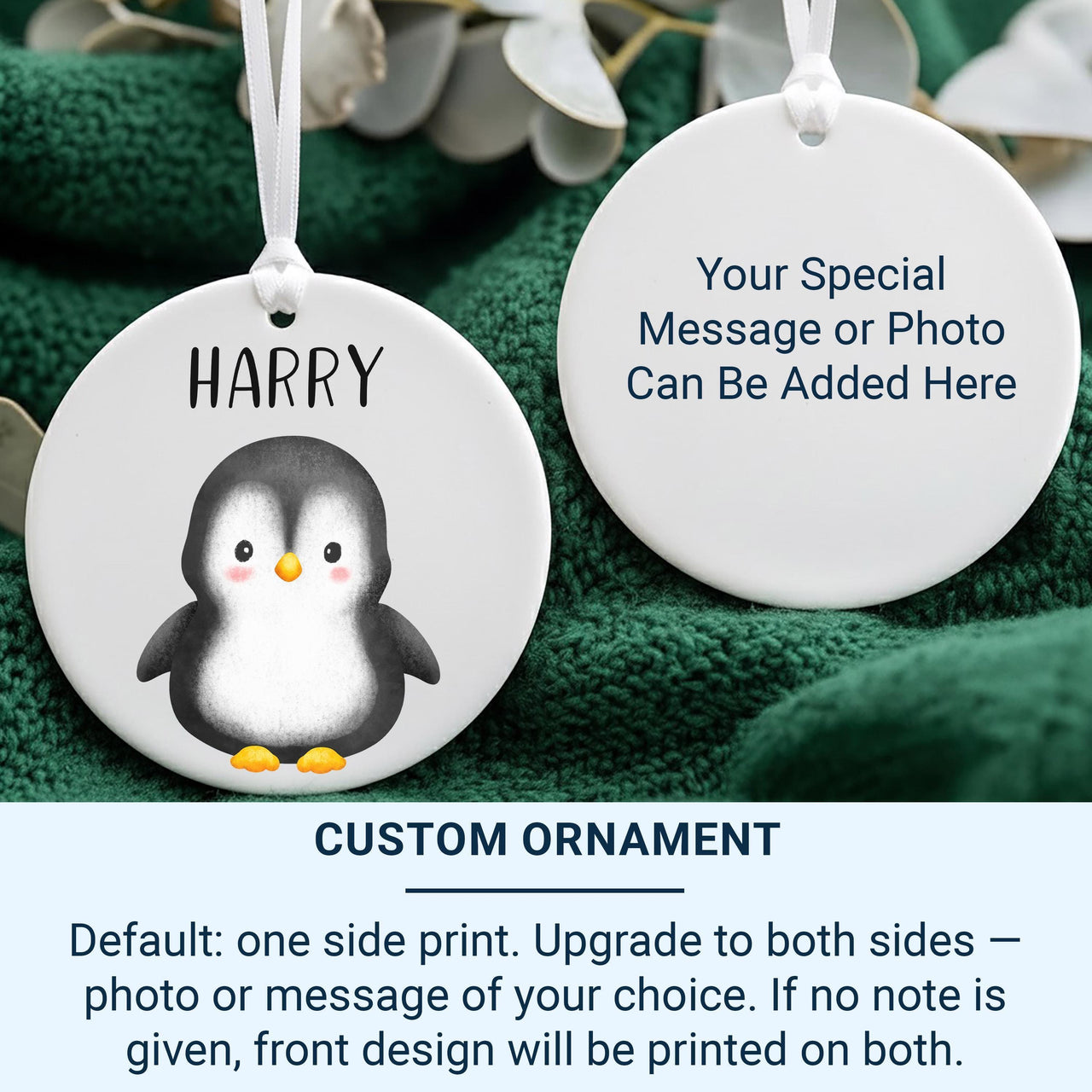 Penguin Xmas Ornament - Cute Kids Keepsake with Name for Family Tree & Stocking Filler