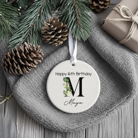Sweet 16 Birthday Ornament - Leafy Letter Keepsake with Name for Milestone
