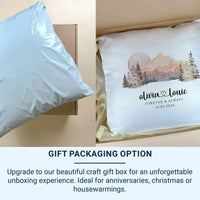 Personalised Mountain Cushion - Scenic Romantic Keepsake with Names & Date for Adventurous Couples