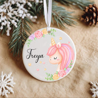 Unicorn Ornament - Magical Kids Keepsake with Name for Christmas Tree & Nursery