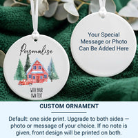Customisable Ceramic Bauble Ornament - Personalised Text - Festive Xmas House Design - Perfect for a Unique Christmas Decoration