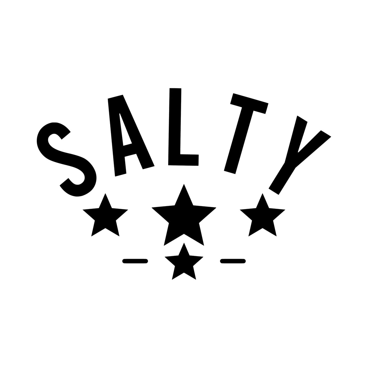 Flat artwork: arched 'SALTY' lettering above four stars - iron-on vinyl transfer design
