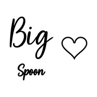 Flat artwork: 'Big' and 'Spoon' in script with an outline heart - iron-on vinyl transfer design