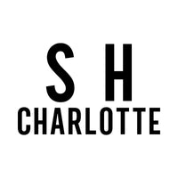 Flat artwork: initials 'S H' above 'CHARLOTTE' in tall bold capitals - iron-on vinyl transfer design