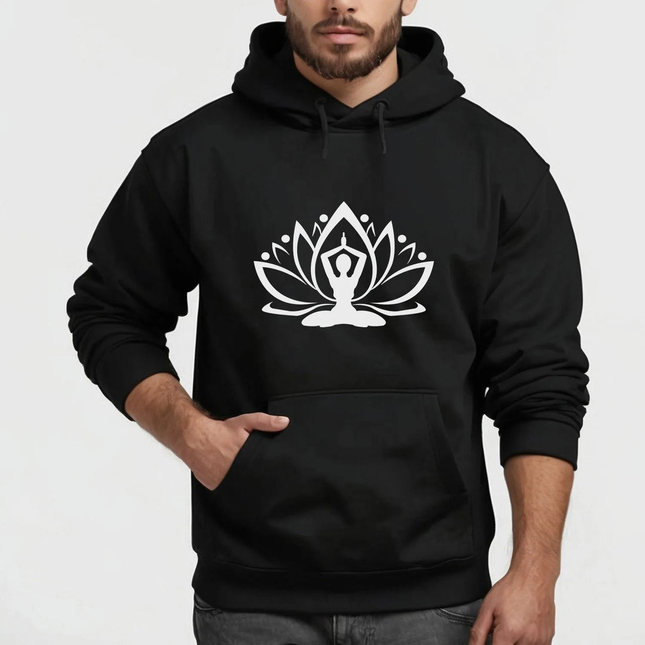 Zen Namaste Hoodie - Lotus Motif - Yoga & Meditation Apparel - DENMARY