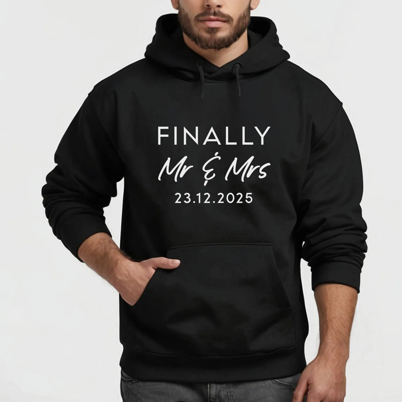 Customised Newlywed Hoodie - 'Finally Mr & Mrs' - Celebratory Wedding Hoodie - DENMARY