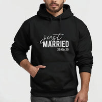 Thumbnail for Customised 'Just Married' Hoodie - Wedding Date - Couples' Honeymoon Hoodie - DENMARY