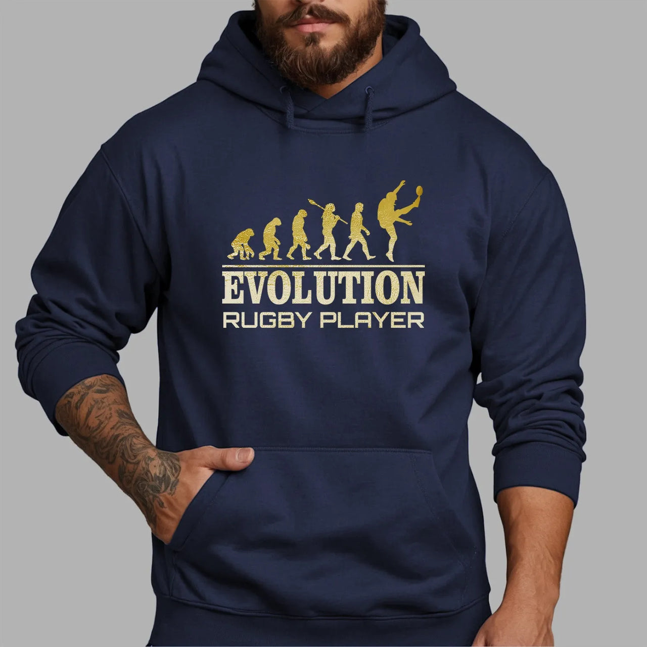 Rugby Evolution Hoodie - Amusing Gift - For Dad - Brother - England Fanwear - DENMARY