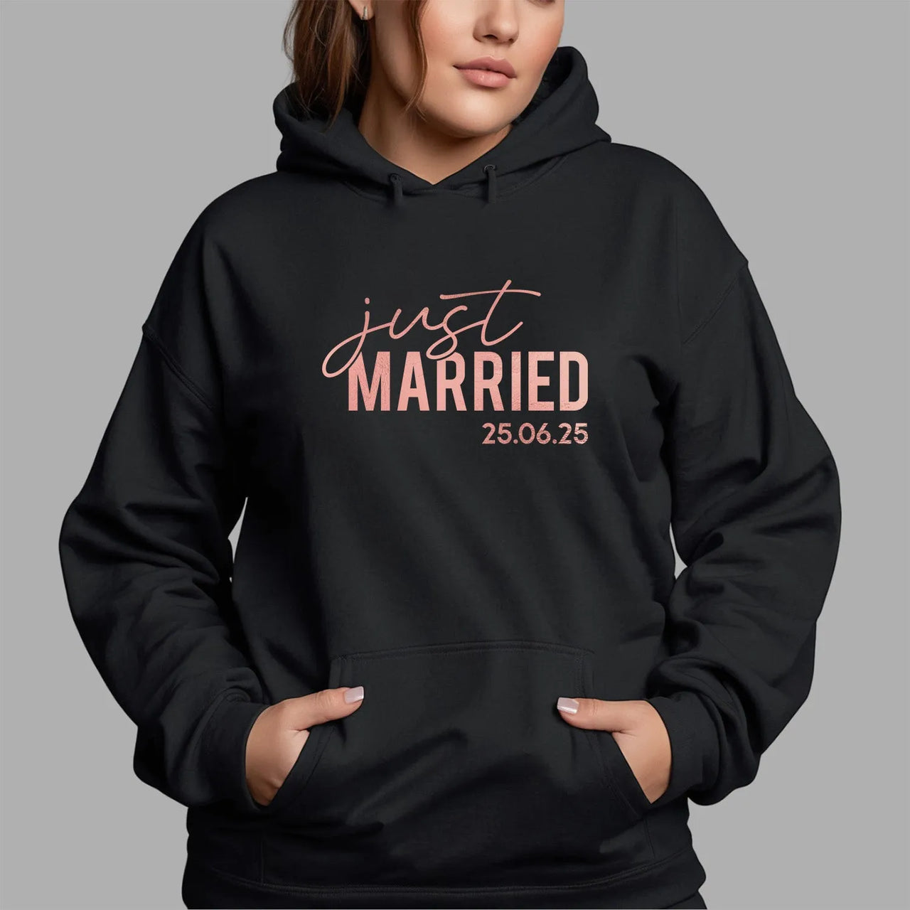 Customised 'Just Married' Hoodie - Wedding Date - Couples' Honeymoon Hoodie - DENMARY