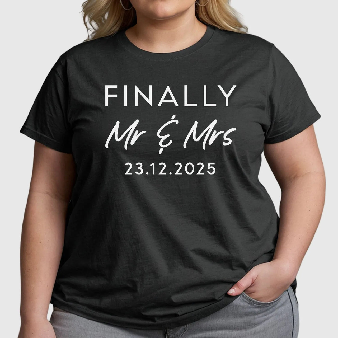 Customised Newlywed Tee - 'Finally Mr & Mrs' - Celebratory Wedding Top - DENMARY