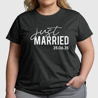 Thumbnail for Customised 'Just Married' Tee - Wedding Date - Couples' Honeymoon Top - DENMARY