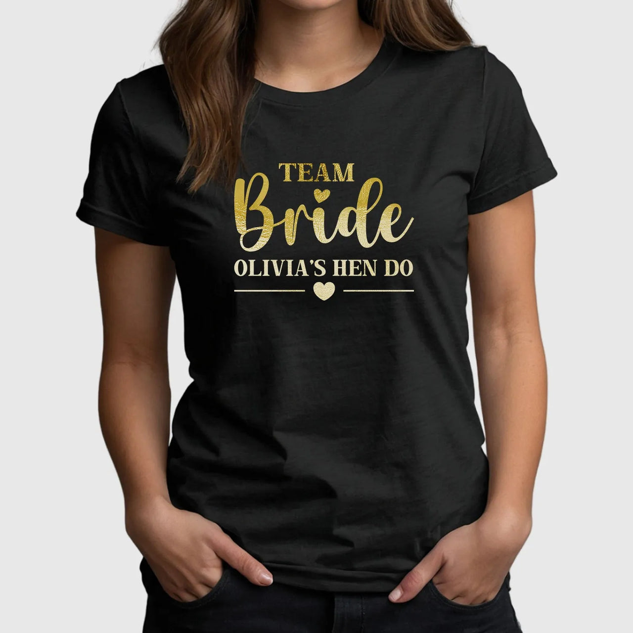 Bespoke Hen Party T-Shirt - Bride-to-Be - Metallic Silver & Rose Gold - DENMARY