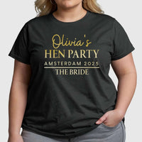 Thumbnail for Customisable Hen Party T-Shirt | Olivia's Bride Tribe | Amsterdam 2025 - DENMARY