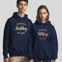 Thumbnail for Custom Couples' Hoodies - 'Wifey & Hubby' - Anniversary or Valentine's Gift - Personalised Design - DENMARY