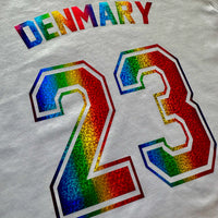 Thumbnail for Custom Sport Numbers Iron-On Football T-Shirt Transfers | Player Name - DENMARY