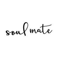 Flat artwork: lowercase script 'soul mate', couples iron-on transfer