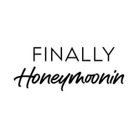 Flat artwork: 'FINALLY' in capitals above 'Honeymoonin' script in black - iron-on vinyl transfer design