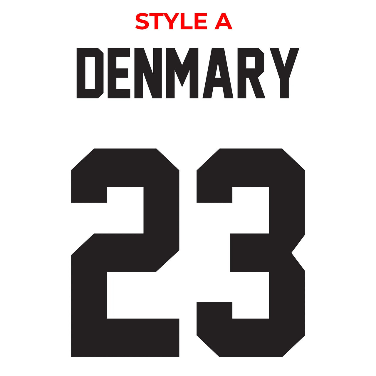 Custom Sport Numbers Iron-On Football T-Shirt Transfers | Player Name - DENMARY