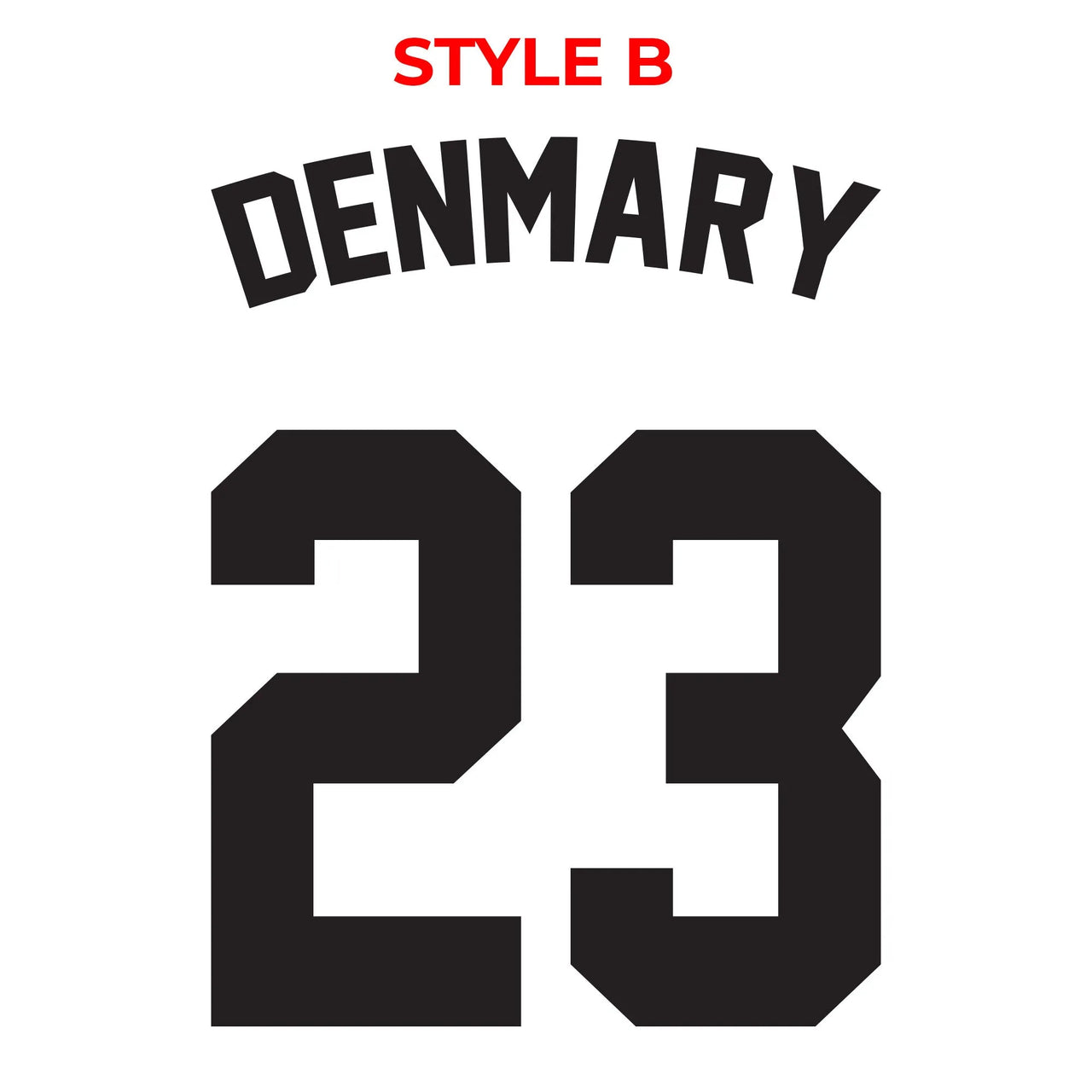 Custom Sport Numbers Iron-On Football T-Shirt Transfers | Player Name - DENMARY