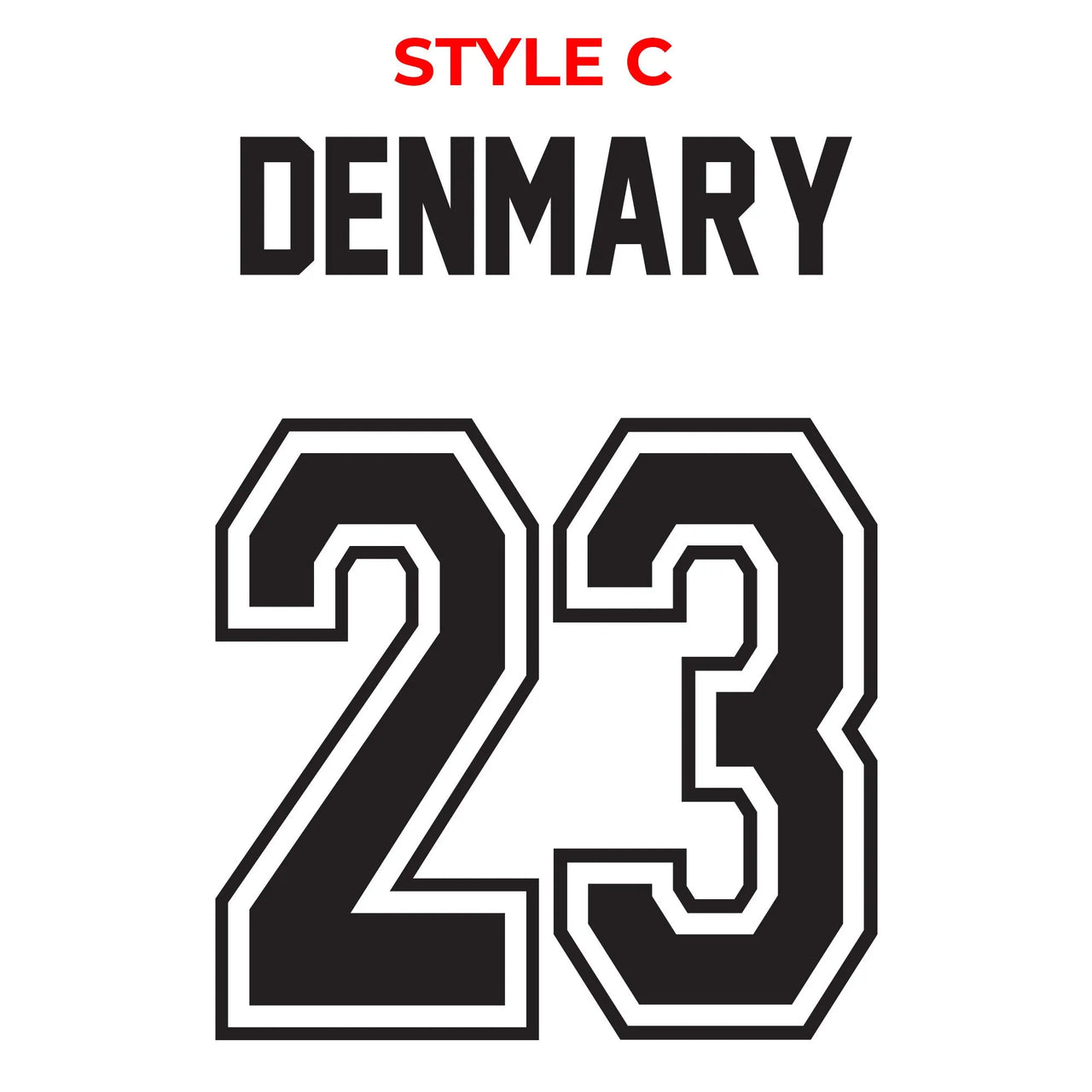 Custom Sport Numbers Iron-On Football T-Shirt Transfers | Player Name - DENMARY