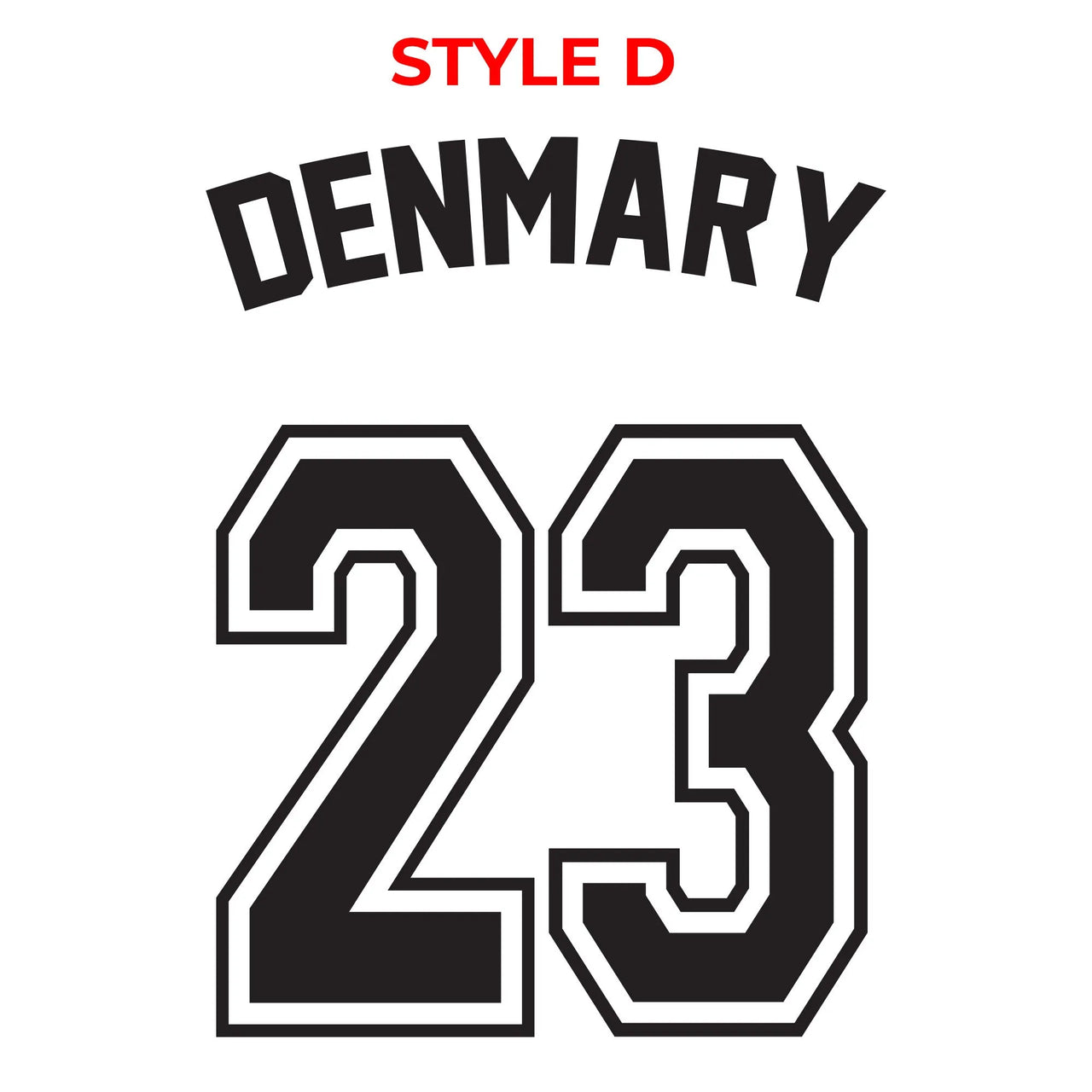 Custom Sport Numbers Iron-On Football T-Shirt Transfers | Player Name - DENMARY