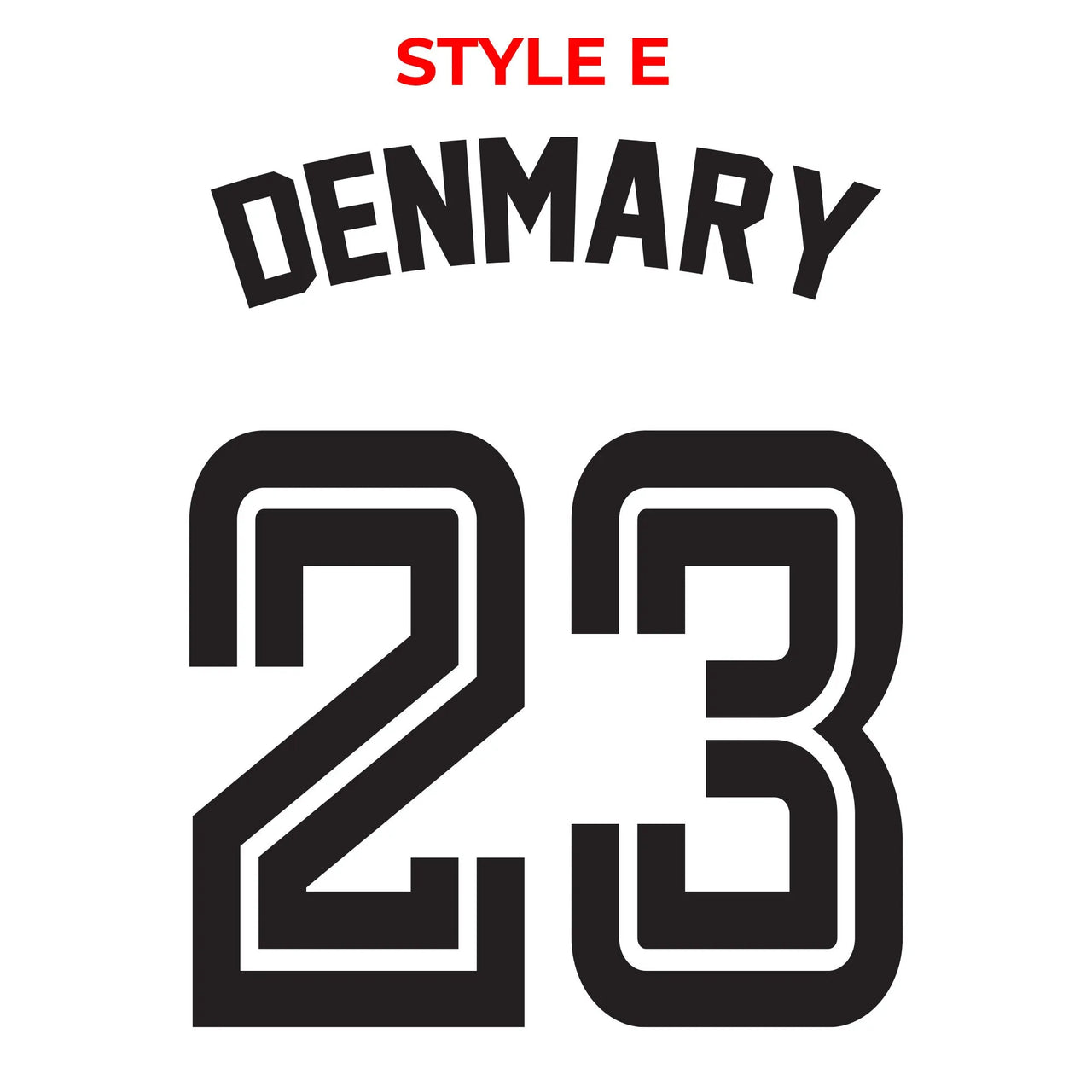 Custom Sport Numbers Iron-On Football T-Shirt Transfers | Player Name - DENMARY