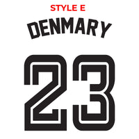 Thumbnail for Custom Sport Numbers Iron-On Football T-Shirt Transfers | Player Name - DENMARY