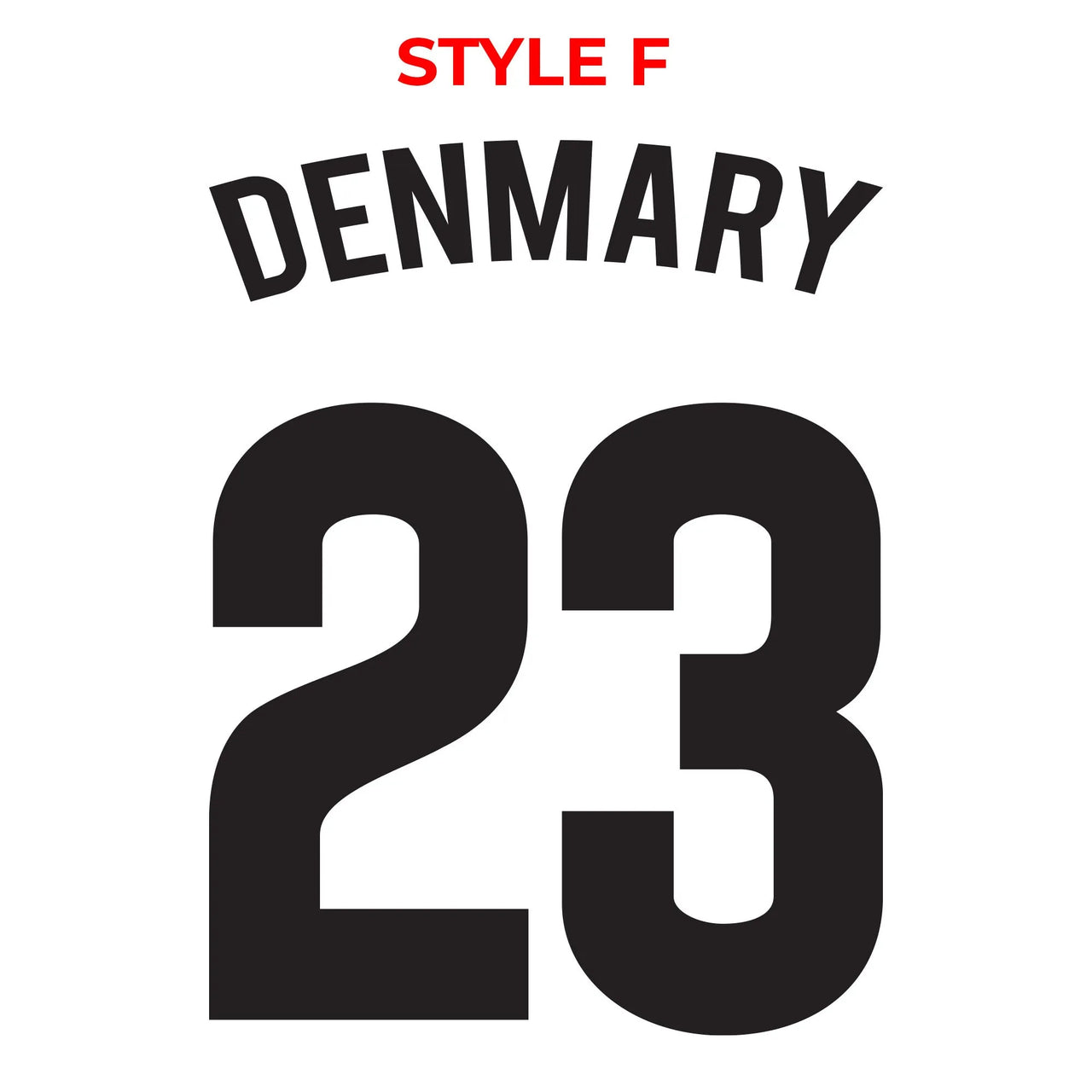 Custom Sport Numbers Iron-On Football T-Shirt Transfers | Player Name - DENMARY