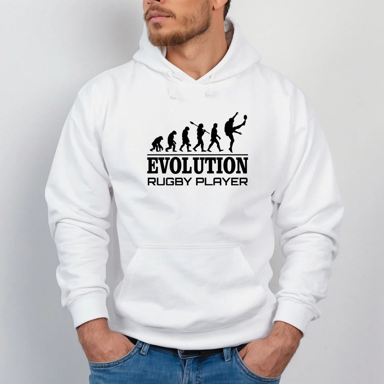 Rugby Evolution Hoodie - Amusing Gift - For Dad - Brother - England Fanwear - DENMARY