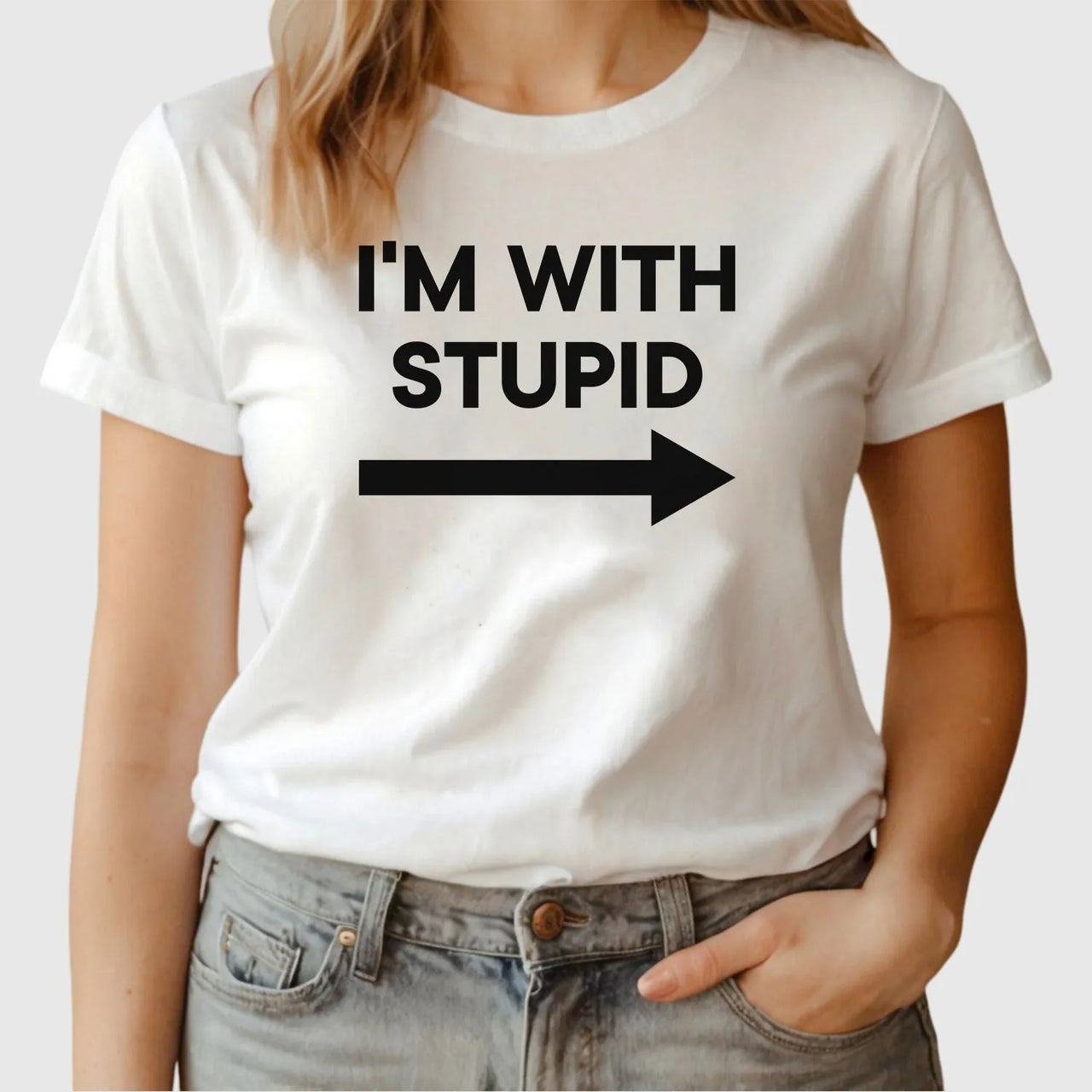 Humorous 'I'm With Stupid' Best Mate Tees - Novelty Birthday Gift - DENMARY