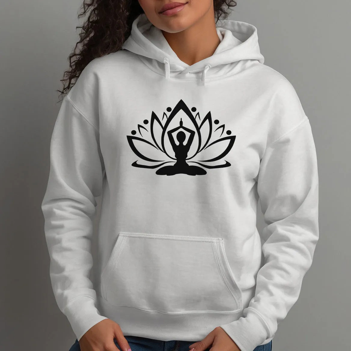 Zen Namaste Hoodie - Lotus Motif - Yoga & Meditation Apparel - DENMARY