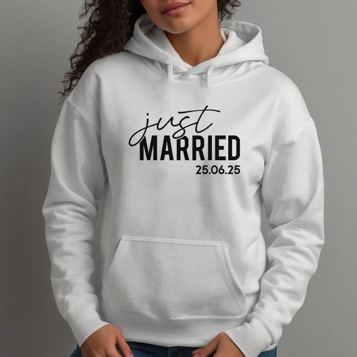 Customised 'Just Married' Hoodie - Wedding Date - Couples' Honeymoon Hoodie - DENMARY