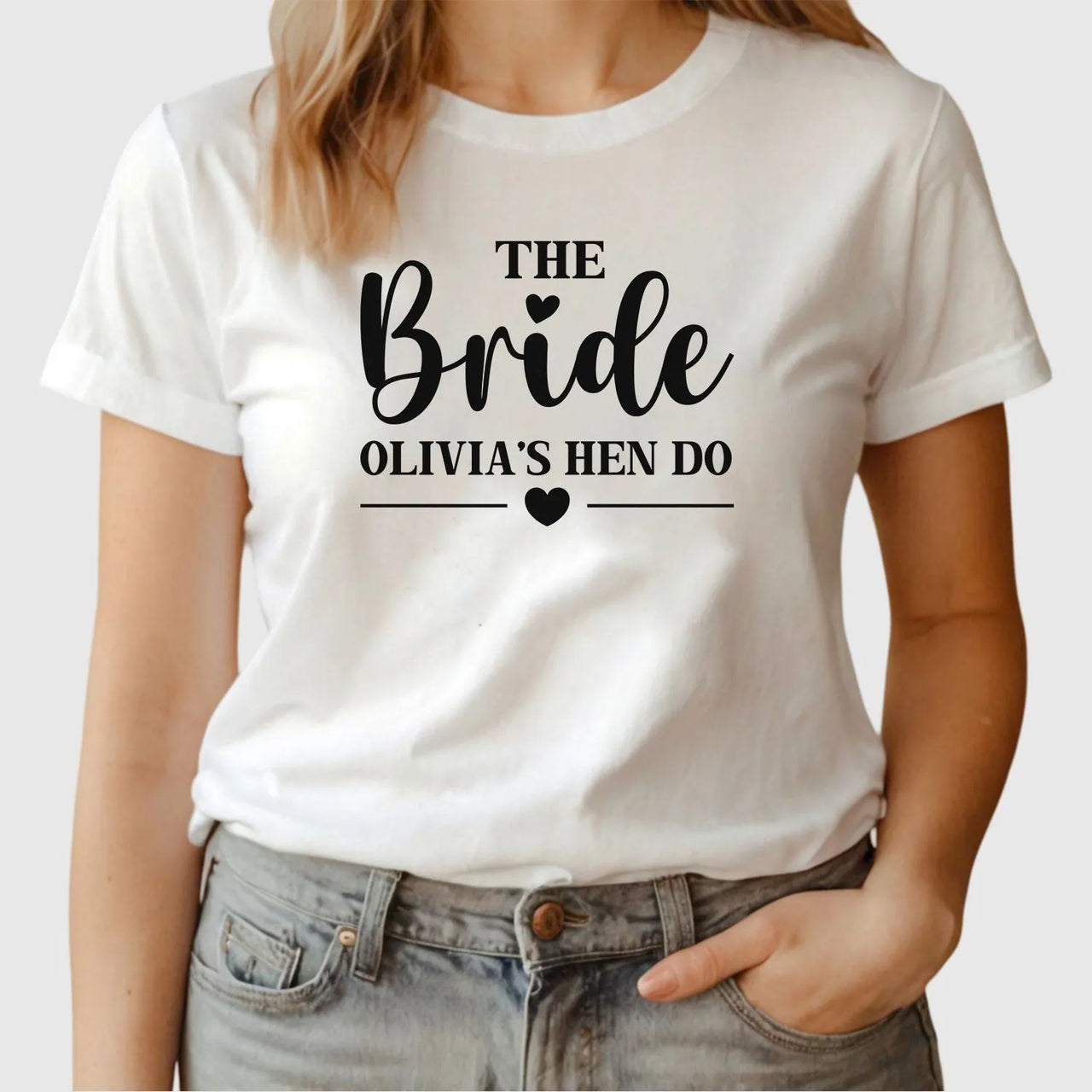 Bespoke Hen Party T-Shirt - Bride-to-Be - Metallic Silver & Rose Gold - DENMARY