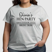 Thumbnail for Customisable Hen Party T-Shirt | Olivia's Bride Tribe | Amsterdam 2025 - DENMARY