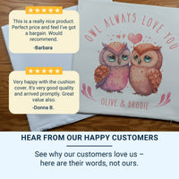 Personalised Owl Cushion – Romantic Cushion Gift With Heart Design & Custom Names