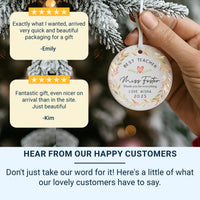 Teacher Thank You Ornament - Floral Keepsake for End of Term & Leaving Gift with Custom Name