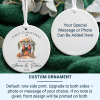 Personalised 2025 New Home Ceramic Ornament with Road Name - First Christmas Decoration, Home Owner Gift, Festive Fireplace Stocking Design