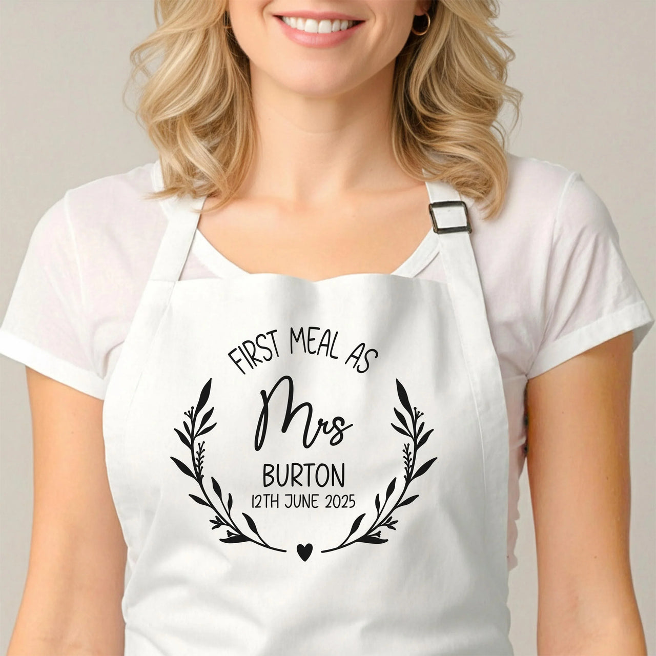 Personalised Wedding Apron – Custom Bride and Groom Gift with Adjustable Neck Strap