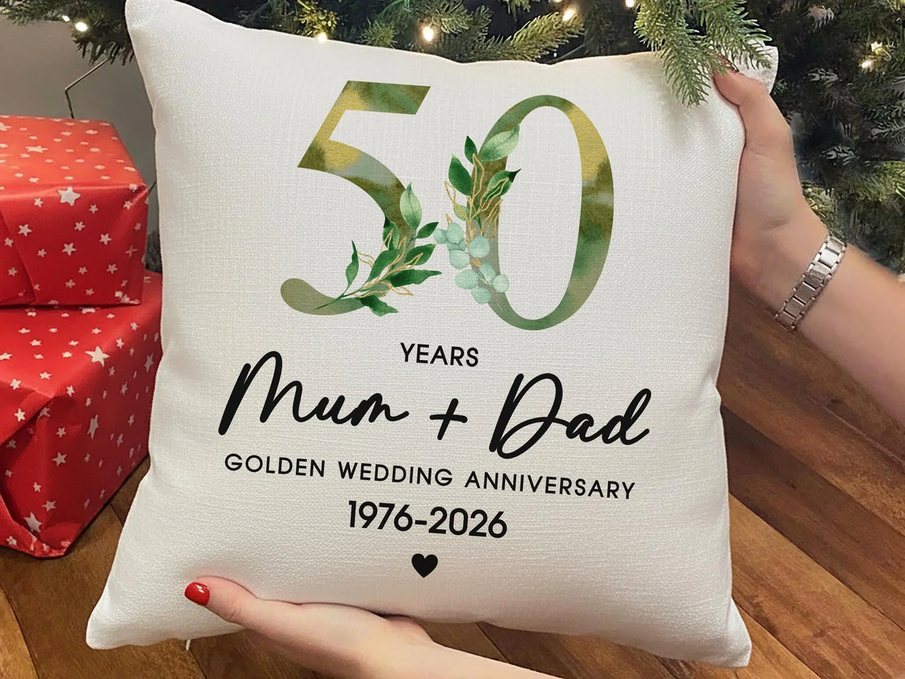 Personalised 50th Anniversary Cushion - Golden Wedding Keepsake with Names & Dates