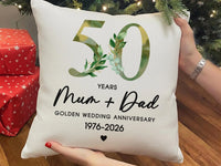 Personalised 50th Anniversary Cushion - Golden Wedding Keepsake with Names & Dates