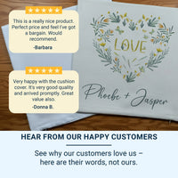 Personalised Floral Cushion – Romantic Heart Cushion With Floral Wreath Design