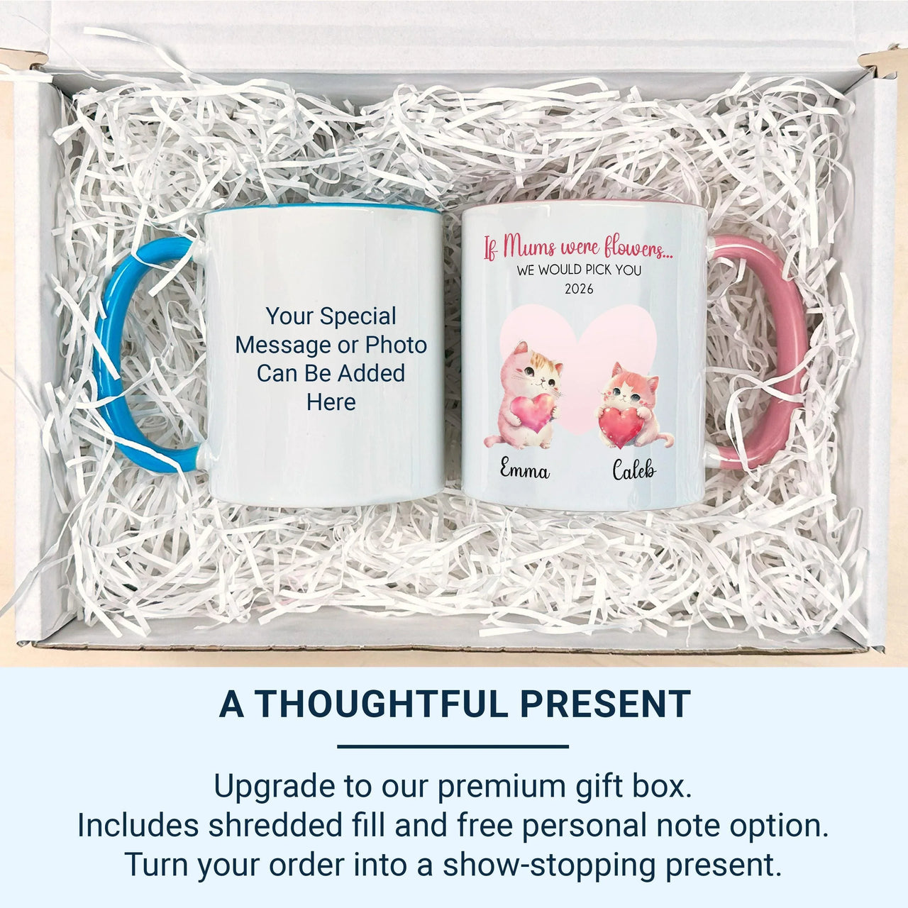 Personalised Mum Mug – Custom Mother Mug with Kids’ Names, Floral Design & Hearts