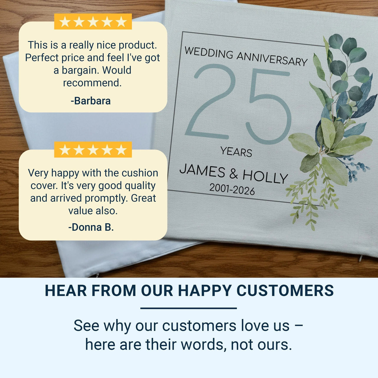 Personalised 25th Anniversary Cushion - Silver Milestone Keepsake with Names & Dates