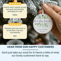 First Christmas Married Ornament - Leafy Wreath Keepsake for Newlywed Couples