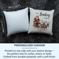 Personalised Family Christmas Cushion - Vintage Santa Sleigh with Family Name
