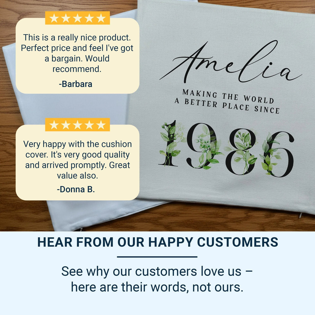 Personalised Birthday Cushion – Floral Keepsake Cushion With Custom Name Pillow 45cm