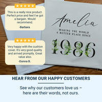 Personalised Birthday Cushion – Floral Keepsake Cushion With Custom Name Pillow 45cm