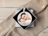 Baby's First Christmas Photo Ornament - Personalised Ceramic Decoration - Unique Family Gift Idea - New Baby Christmas Tree Ornament