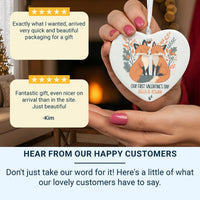 Valentine Foxes Heart Ornament - First Valentine Keepsake with Leafy Frame & Names