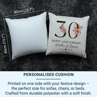 30th Anniversary Cushion – Personalised Floral Anniversary Pillow With Names